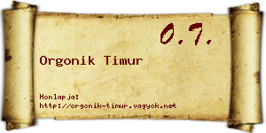 Orgonik Timur névjegykártya
